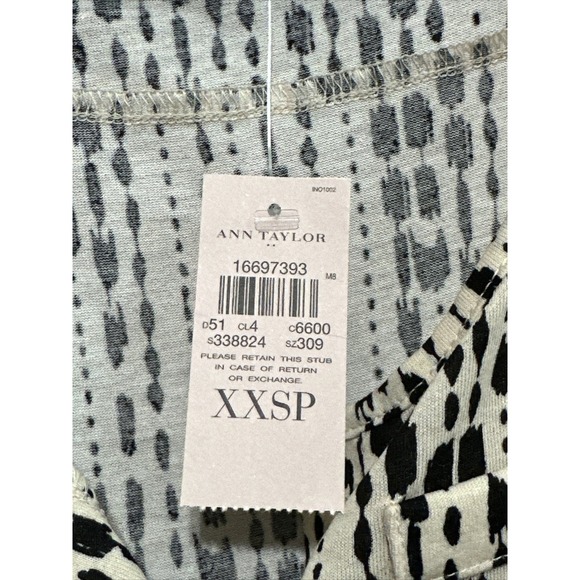 Ann Taylor Womens Tank Top Cream & Black Hi Low Petites XXSP New With Tags - Picture 2 of 6
